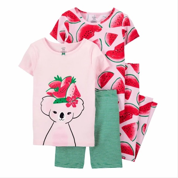 Carter’s 2T Girls Pajama Set Cotton Pj's Watermelon & Koala Print (4-Piece) - Picture 1 of 8